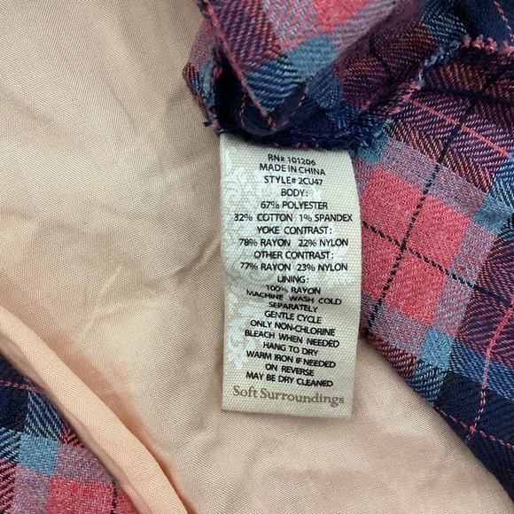 Soft Surroundings Kensington Flannel Top Size Medium - Picture 10 of 11
